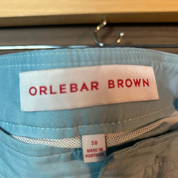 Orlebar Brown Men's Swim Trunks - Scenic Blue and Tan, Monoco Poolside. - Picture 3 of 6